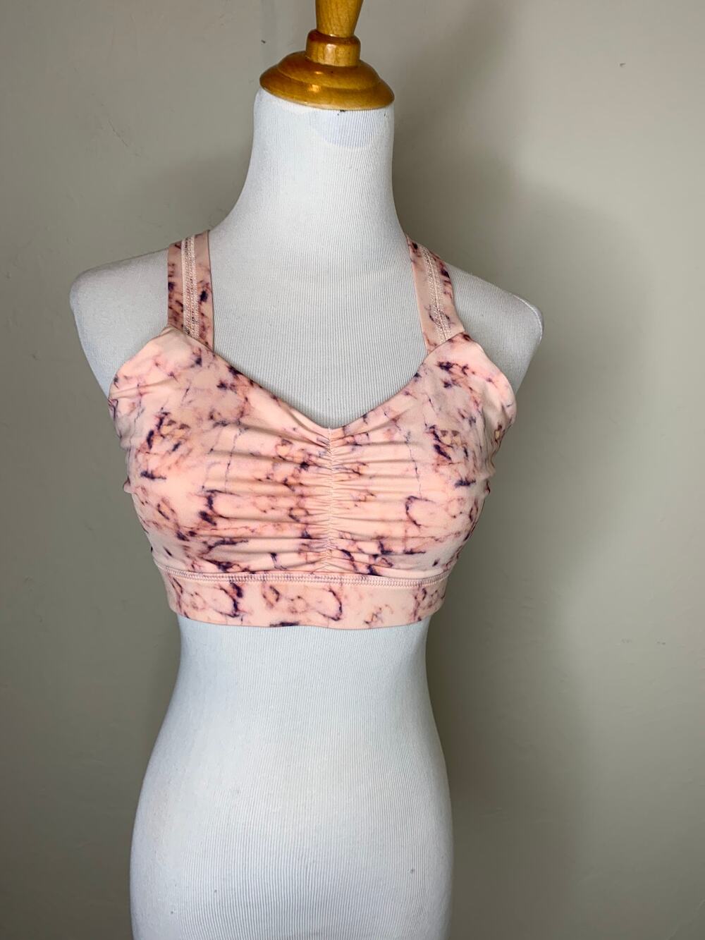 Handful Sports Bra Peach Purple Marble Design Print Sz Medium